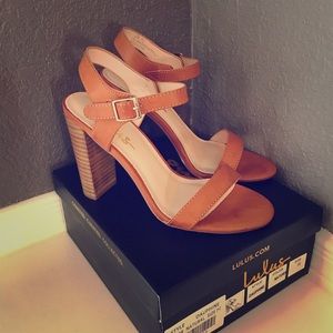Lulu Dauphine Tan Cognac High Heal Sandals